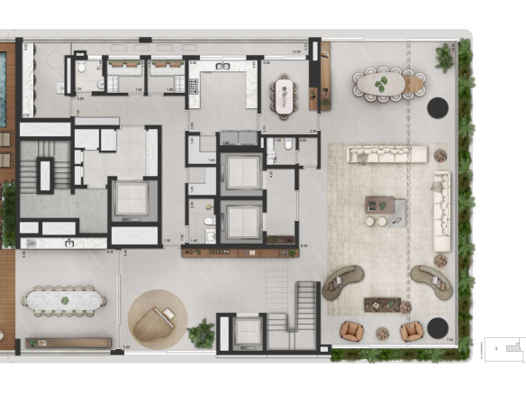 La Galerie Moema – planta integral Duplex 770 m² – pavimento inferior, Torre 1 final 1