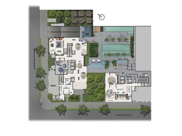 LIS Moema | Île Saint-Louis — implantação geral do térreo residencial, Torres 1 e 2