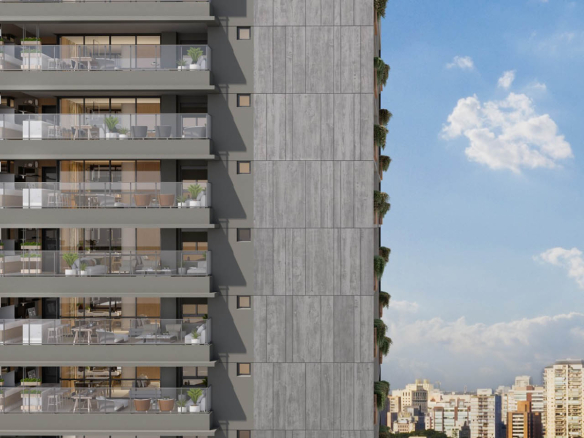 Ode Perdizes: perspectiva ilustrada do detalhe da fachada