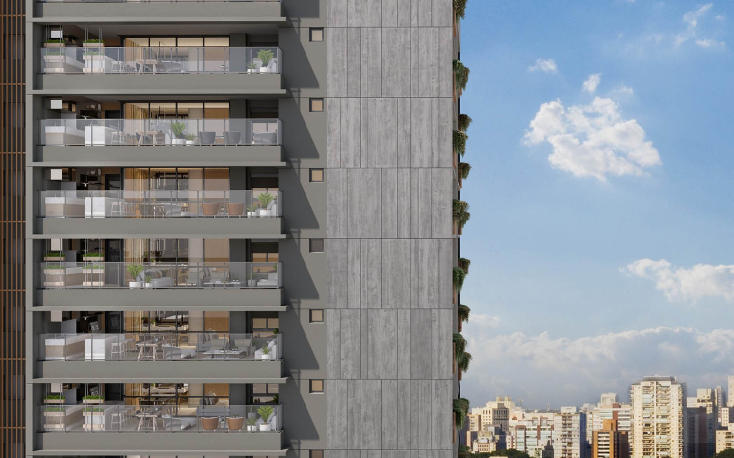 Ode Perdizes: perspectiva ilustrada do detalhe da fachada