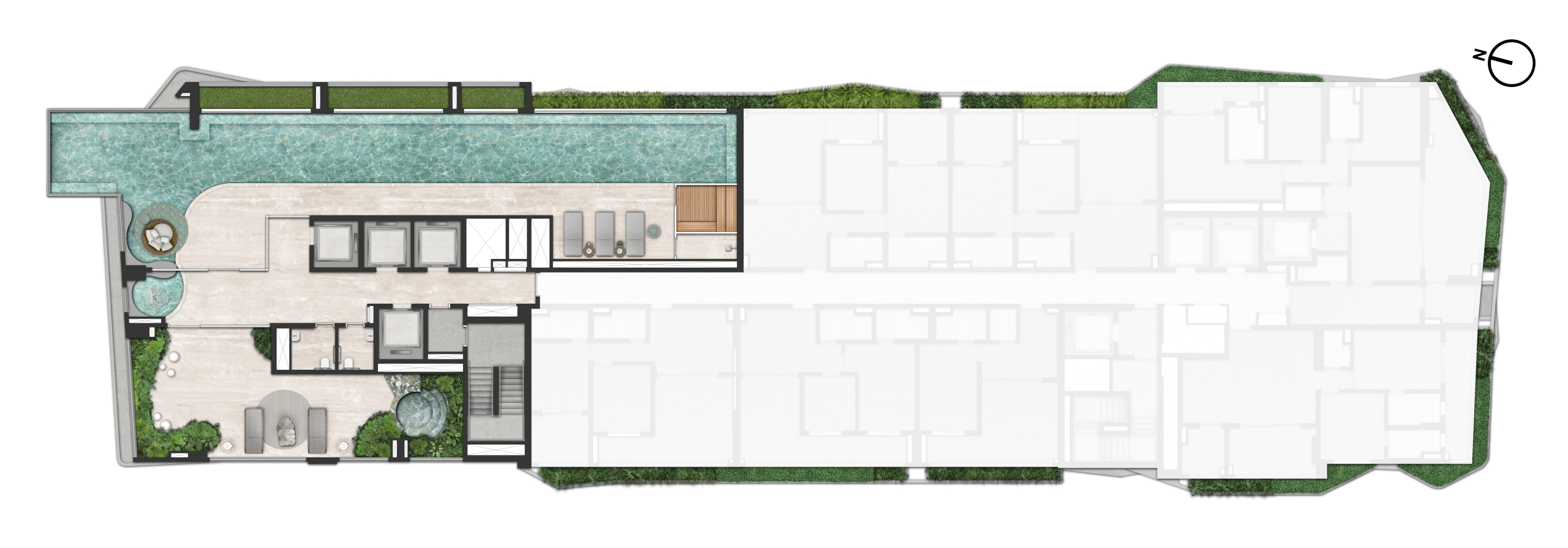 On The Sky Bela Cintra The Residences — Implantação geral do lazer no 31º pavimento — (11) 4237-8776 | 98026-0864 On The Sky Bela Cintra The Residences — material geral: Implantação geral do lazer no 31º pavimento