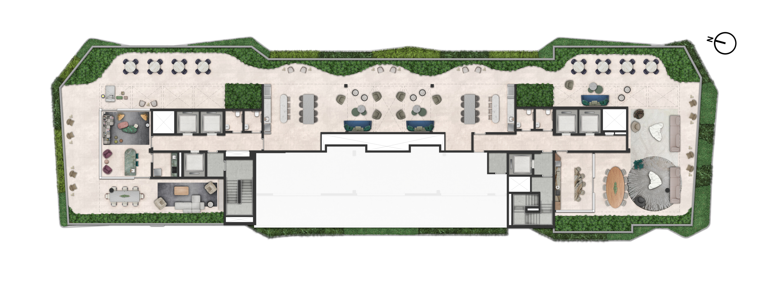 On The Sky Bela Cintra The Residences — Implantação geral do lazer no 41º pavimento — (11) 4237-8776 | 98026-0864 On The Sky Bela Cintra The Residences — material geral: Implantação geral do lazer no 41º pavimento