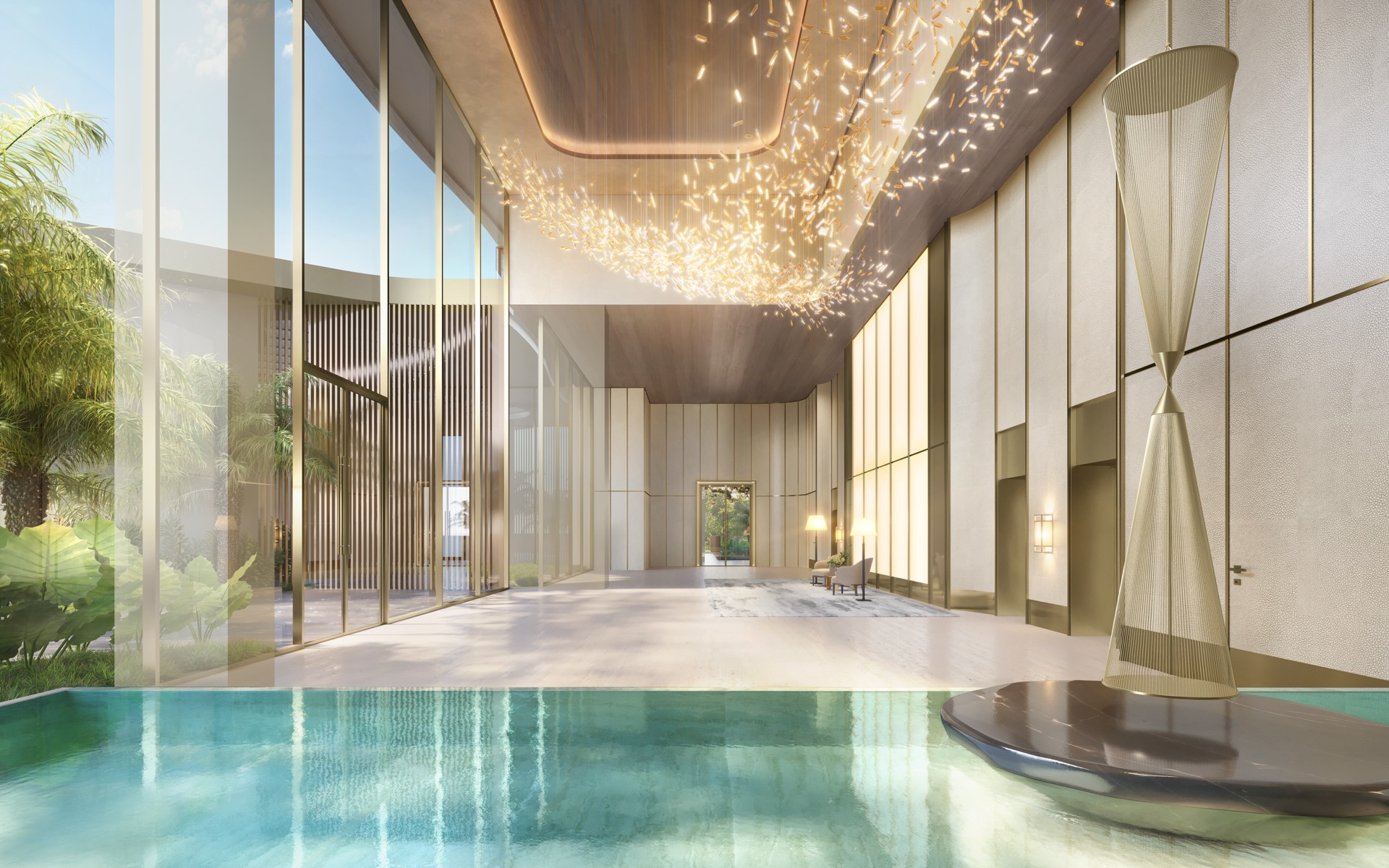 Vista Cyrela Furnished By Armani/Casa – Milano: lobby térreo em perspectiva vertical completa